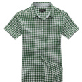 Camisa masculina verde verificada com mangas curtas